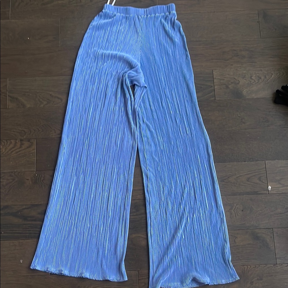 Song of Style Blue Wide Leg Pants with Pleated Texture